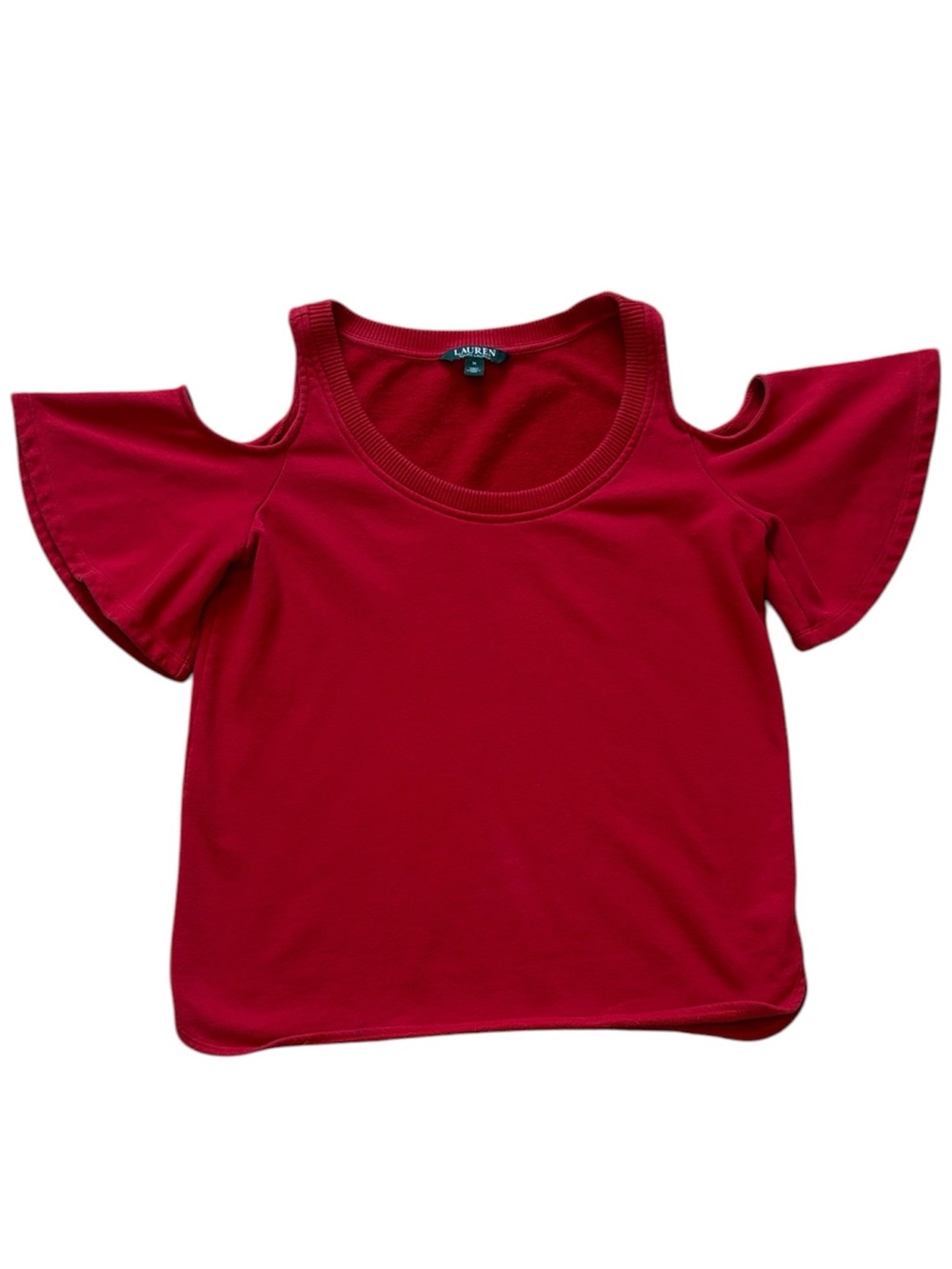 Lauren Ralph Lauren Vibrant Red Cold Shoulder Blouse
